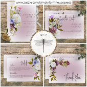Peri White Mauve Floral Modern Save the Date Kaart