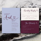 Klassiek Monogram Ampersand Periwinkle Bruiloft Kaart