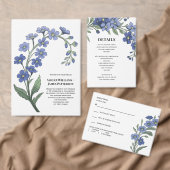 Vergeet me niet moderne bloemen bruiloft details informatiekaartje (Personaliseer de collectie van deze zelfstandige maker.)