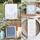 Periwinkle Wildflower Wedding Flat Menu