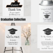 Eenvoudig zwart handschrift Pet Tassel Afstuderen Bedankkaart