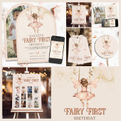 Blush Pink Fairy Eerste gebogen 1e verjaardagsfees Kaart