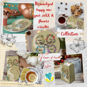 GEPERSONALISEERD NIEUW JAAR 20XX & FLOWERS WREATHE CONFETTI