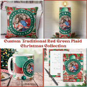 Traditionele familiefoto Rood Groen Plaid Vakantie Ornament Kaart