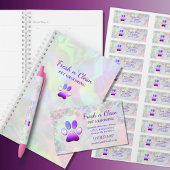 Cute Bubbles Incandescent Dog Paw Grooming Service Ronde Sticker