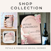 Bloemen & Prosecco Zwart & Roségoud Bruidsfeest Vierkante Sticker