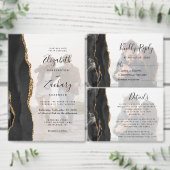 Foto: Black Gold Agate Square Weddenschap Kaart (Personaliseer de collectie van deze zelfstandige maker.)