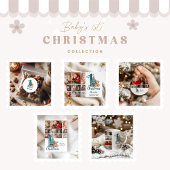Photo Blue Teddy Baby 1st Christmas Feestdagenkaart