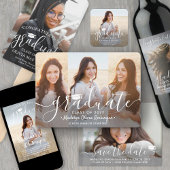 Afstuderen Foto & Elegant White Script Class Year Ronde Sticker