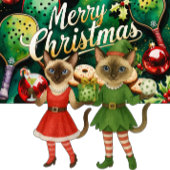 Siamese kat Huisvrouw Kerstmis Let's Party Kaart
