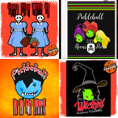 Pickleball Skeleton Jack-o'-Lantern Halloween Handdoek