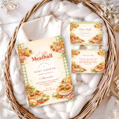 Picnic Green Gingham Little Meatball Baby Shower Kaart