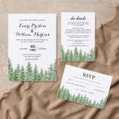 Pine Tree Waterverf bruiloft Kaart (Personaliseer de collectie van deze zelfstandige maker.)