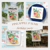 Pineappel Palm Hibiscus Tropical Birthday Party Kaart