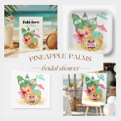 Ananas Palm Tropisch Strand Bruidsfeest Papieren Bordje