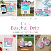 Pink & Blue Baseball Drip Ronde Klok