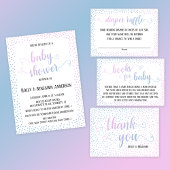 Roze & Blauw Ombré Confetti en Script Baby shower Bedankkaart