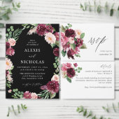 Roze en Bourgogne Floral 7 bruiloft Acryl Uitnodigingen (Personaliseer de collectie van deze zelfstandige maker.)