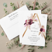 Boho Roze Lijst Pampas Gras Bloemen Trouwboog Acryl Uitnodigingen (Personaliseer deze collectie van deze onafhankelijke maker. Test)