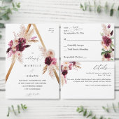 Boho Pink Pampas Grass Floral Wedding Kaart (Personaliseer de collectie van deze zelfstandige maker.)