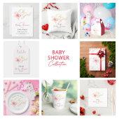 Pink & Gold “Oh Girl” Gold Typography Baby Shower Cadeaulabel