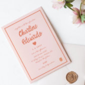 Gegevens roze en rode handschriftherstand voor bru kaart