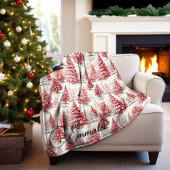 Vrolijk roze & rood Vintage Kerstmis Frans Toile Bureaumat