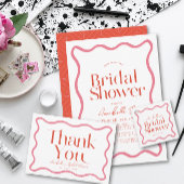 Roze en Rode Golvende Rand Trendy Bruiloft Feest Papieren Bordje