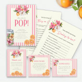 She's Ready to Pop Tropical Floral Citrus  Vierkante Sticker