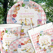 Pink Alice in Wonderland 5th Birthday   Ronde Sticker