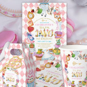 Pink Alice in Wonderland Tea for Two Birthday   Bedankzakje