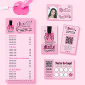 Roze Nagel Tech Gothic Lettering QR Code Vierkant Vierkante Visitekaartje