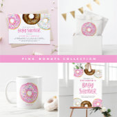 Roze en chocolade Donuts Baby shower Uitnodiging
