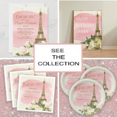 Elegant Pink Gold Eiffel Tower Paris Sweet 16 Kaart