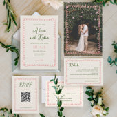 Digitaal kleurrijk roze en groen flatmenu kaart