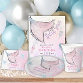 Roze en paarse waterverf zeemeerminstaart Uitnodig Kaart