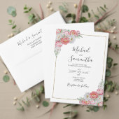 Roze en witte pioen bruiloft RSVP kaartje (Personaliseer deze collectie van deze onafhankelijke maker. Test)