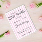 Schattige Roze Gestreepte Baby shower Uitnodiging Bedankdoosjes