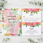 Roze en Gele Waterverf Bloemen Bruiloft Servetten Bedankzakje (Personaliseer de collectie van deze zelfstandige maker.)