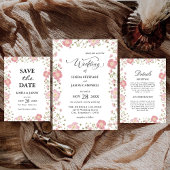 Elegante Roze Herfst Bloem Bruiloft RSVP Kaart