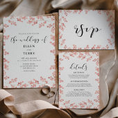 Pink Baby's Breath bruiloft gast informatie Informatiekaartje