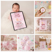 Alhamdulillah pink aqeeqah muslim baby girl invita kaart