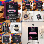 Pink Basketball Baby shower Party Wijn Etiket