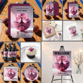 Roze Basketbal Ribbon Bow Ball Baby shower Informatiekaartje
