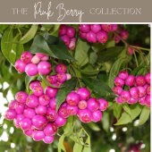 Kerstlint - Roze bloemen en rode bessen Satijnen Lint