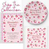 Roze Berry Eerste Verjaardag Aardbei Zomer Kaart