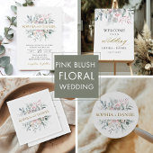 Roze Blush Bloemen Eucalyptus Botanische Huwelijk Kaart