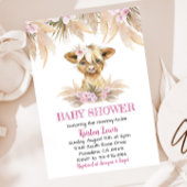 Floral Highland Koe Baby shower Boeken voor Baby Informatiekaartje