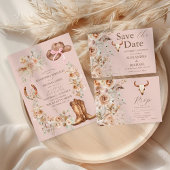 Roze Boho Bloemen Westerne Trouwruimte Kaart