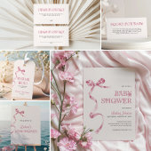 Elegant Roze Bow Meisje Baby shower Kaart